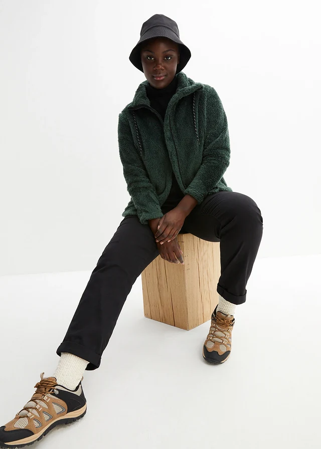 Veste en polaire peluche, Couleur: vert foncé