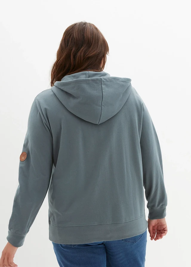 Sweatvest met capuchon van puur katoen, Kleur: eucalyptusgroen