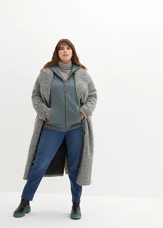 Sweatvest met capuchon, Kleur: eucalyptusgroen