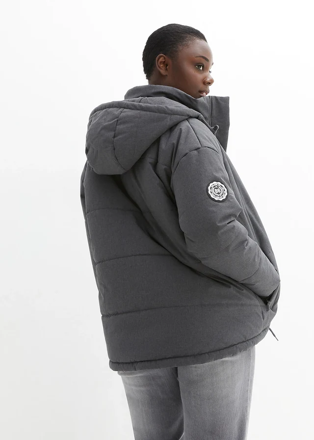 Veste matelassée outdoor, oversize, imperméable, Couleur: anthracite chiné chiné
