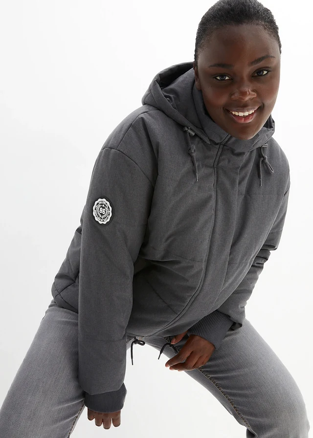 Veste matelassée outdoor, oversize, imperméable, Couleur: anthracite chiné chiné