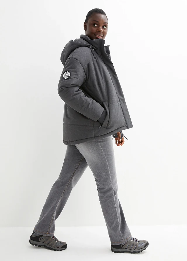 Veste matelassée outdoor, oversize, imperméable, Couleur: anthracite chiné chiné
