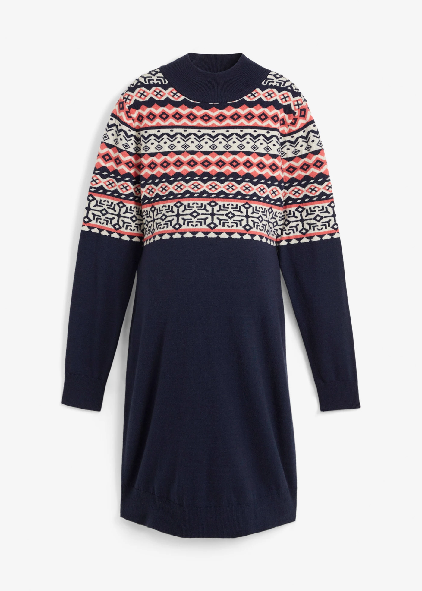 Pletené těhotenské šaty • tmavě modrá s norským vzorem • bonprix obchod