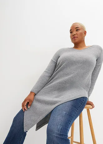 Pull long, Couleur: gris clair chiné