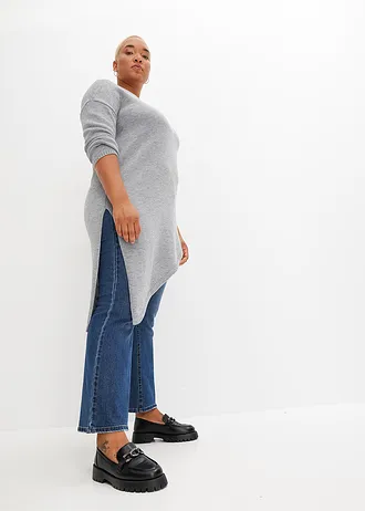 Pull long, Couleur: gris clair chiné