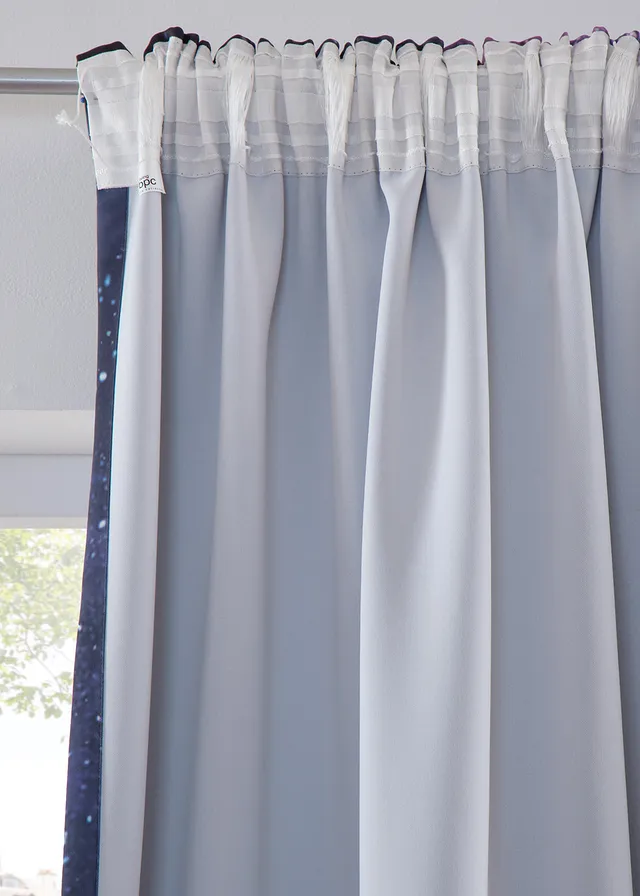 Verduisterend gordijn met sterrenhemel (set van 2), Kleur: donkerblauw