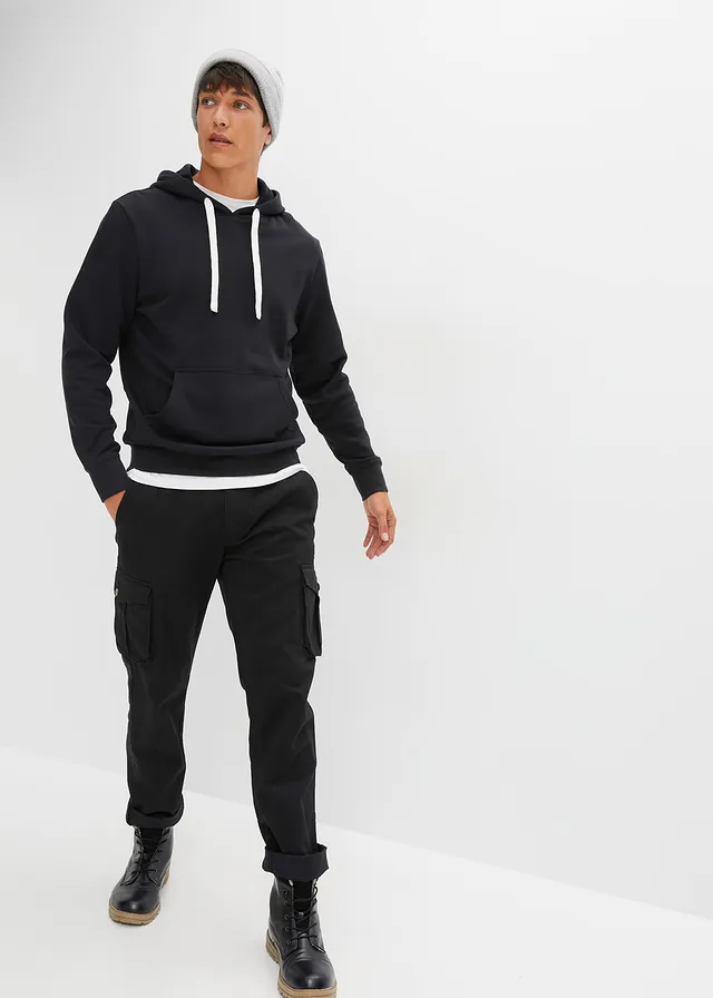 Hoodie van katoen, Kleur: zwart