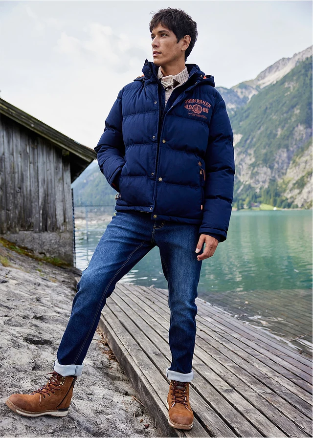 Jean extensible Regular avec doublure thermique, droit • bleu foncé denim • product-page.page-title-suffix