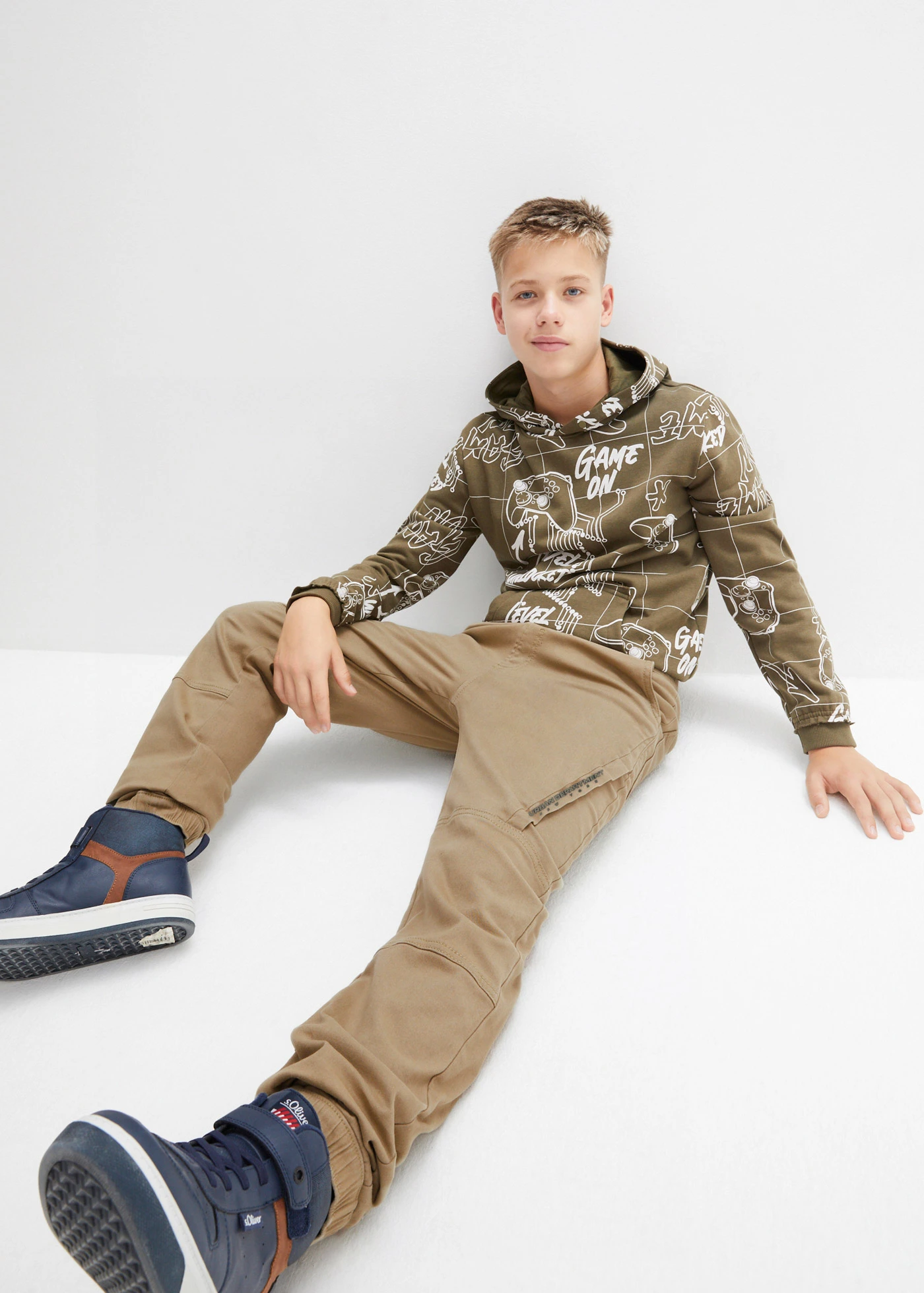 Termo kalhoty bez zapínání, Loose Fit, s žerzejovou podšívkou • nová khaki • bonprix obchod