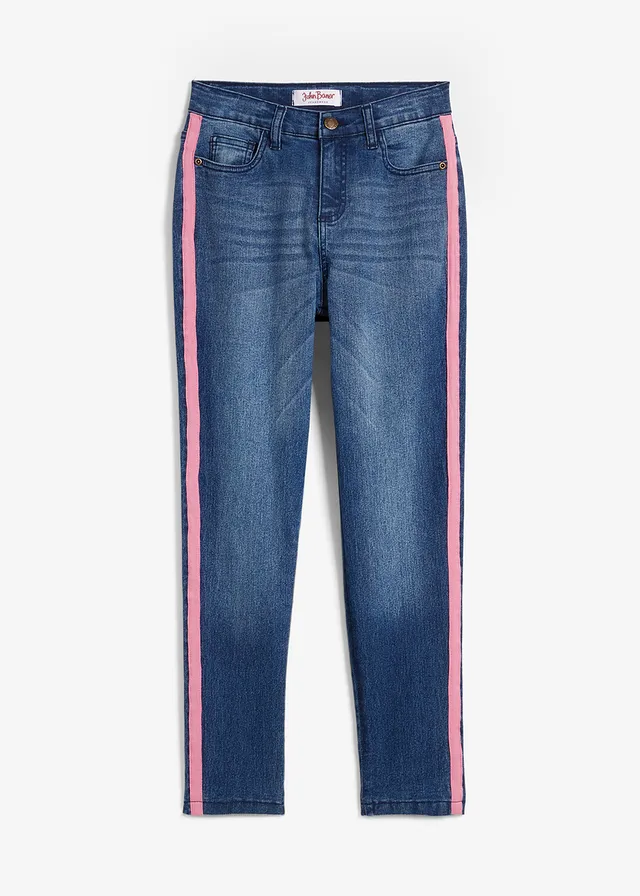 Meisjes thermojeans met jersey voering, mid waist