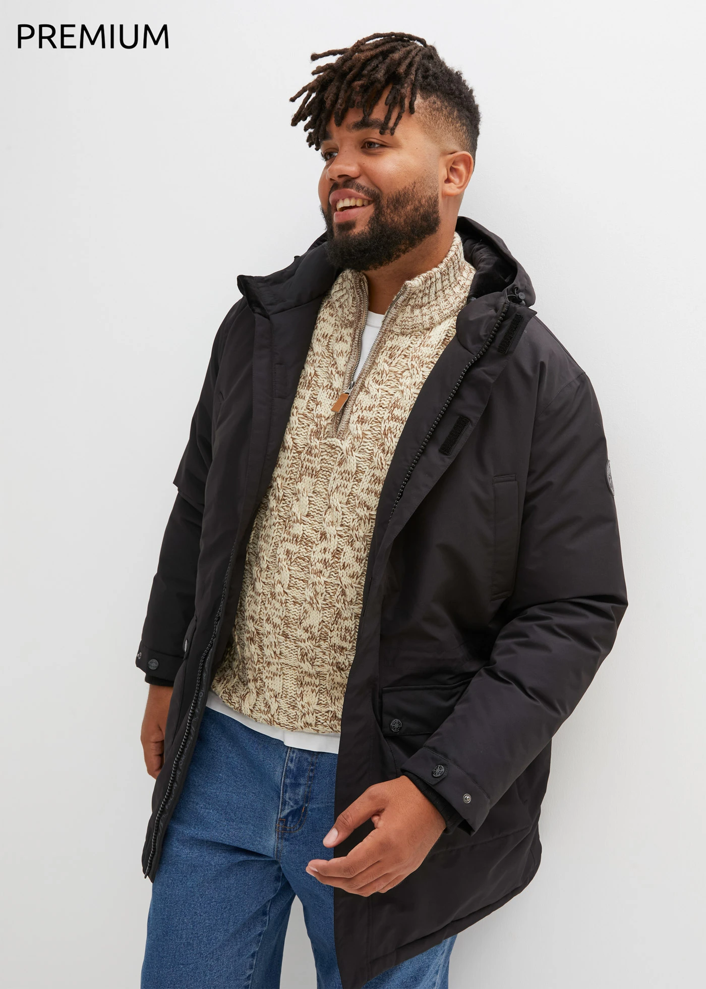 Waterdichte outdoor parka met echt dons • zwart plus size • bonprix online shop