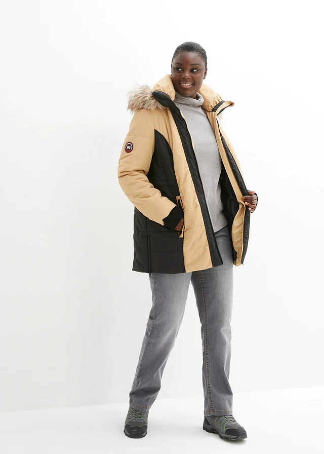 Jean droit taille mi-haute, extensible, Couleur: gris used