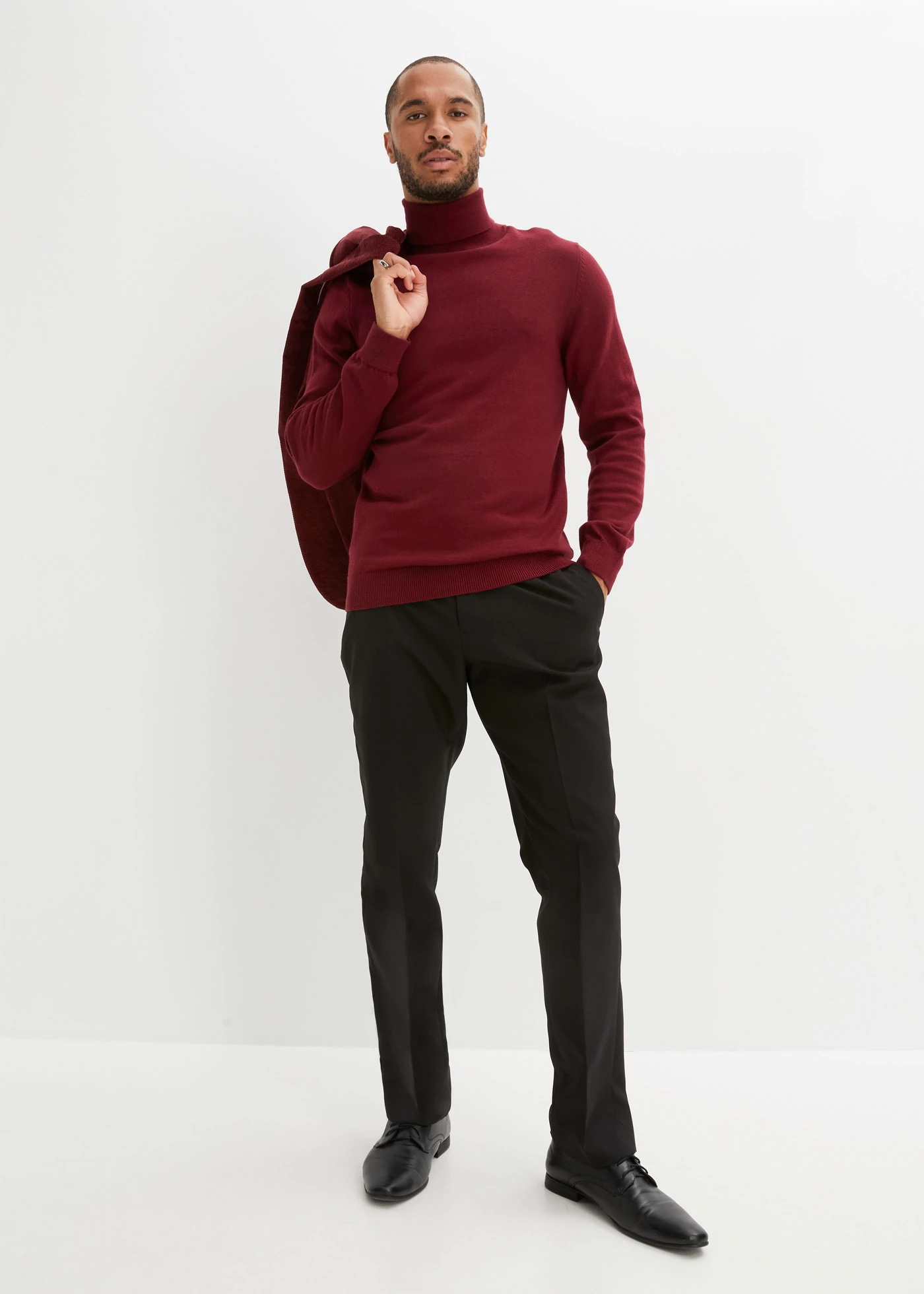 Svetr s rolákovým límcem a kašmírem • javorově červená • bonprix obchod