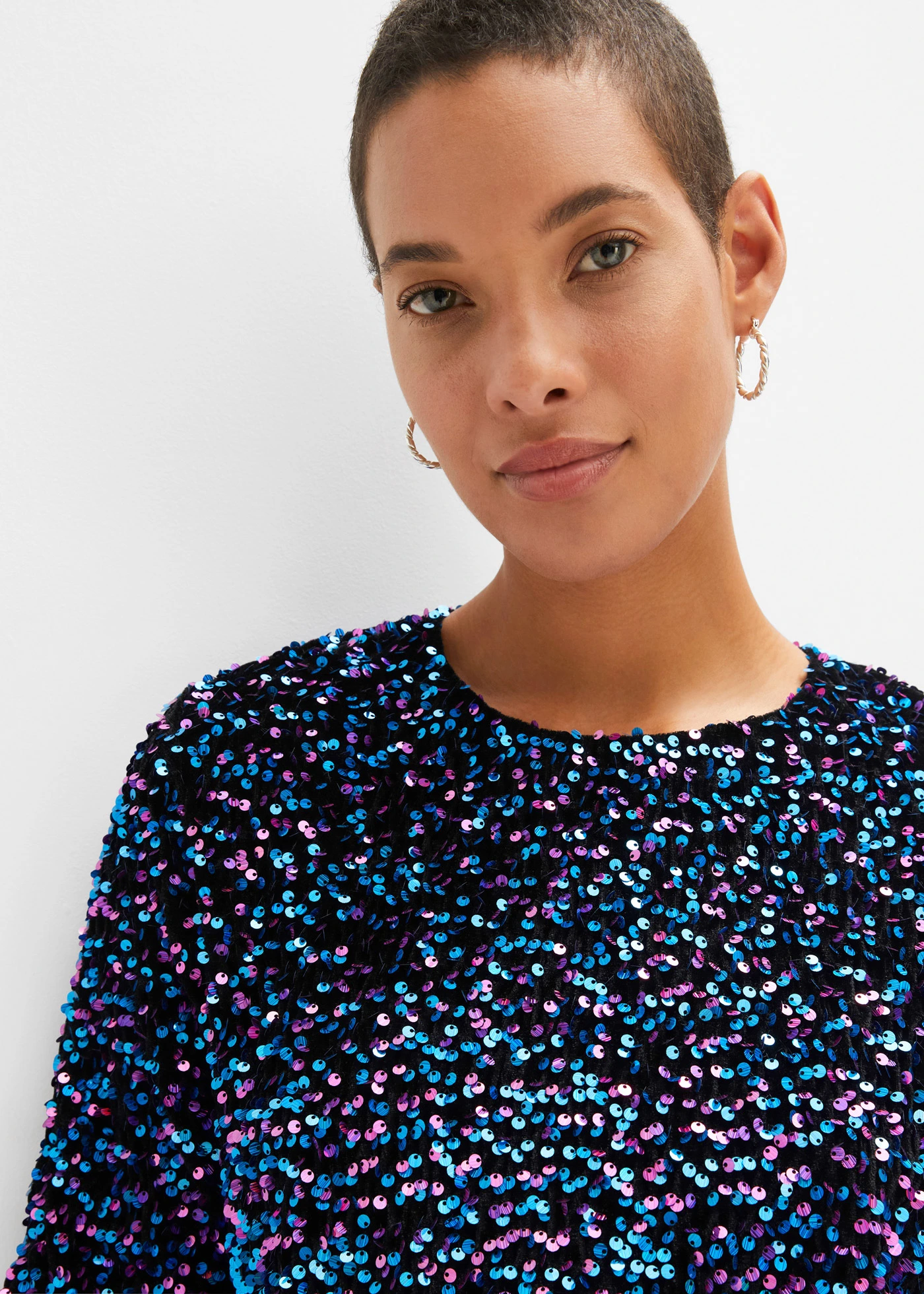 Tričko s pajetkami • černá /pink/tyrkysová • bonprix obchod