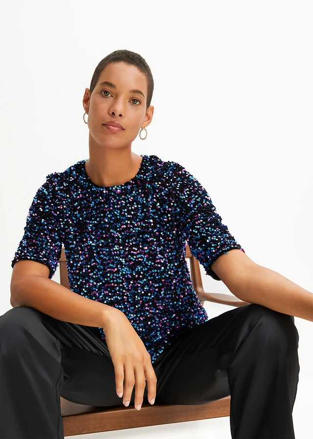 T-shirt à sequins • noir-magenta-turquoise • product-page.page-title-suffix