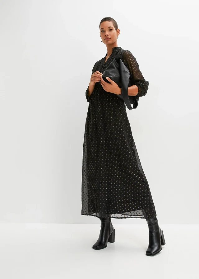 Robe longue à effet brillant, Couleur: noir-doré