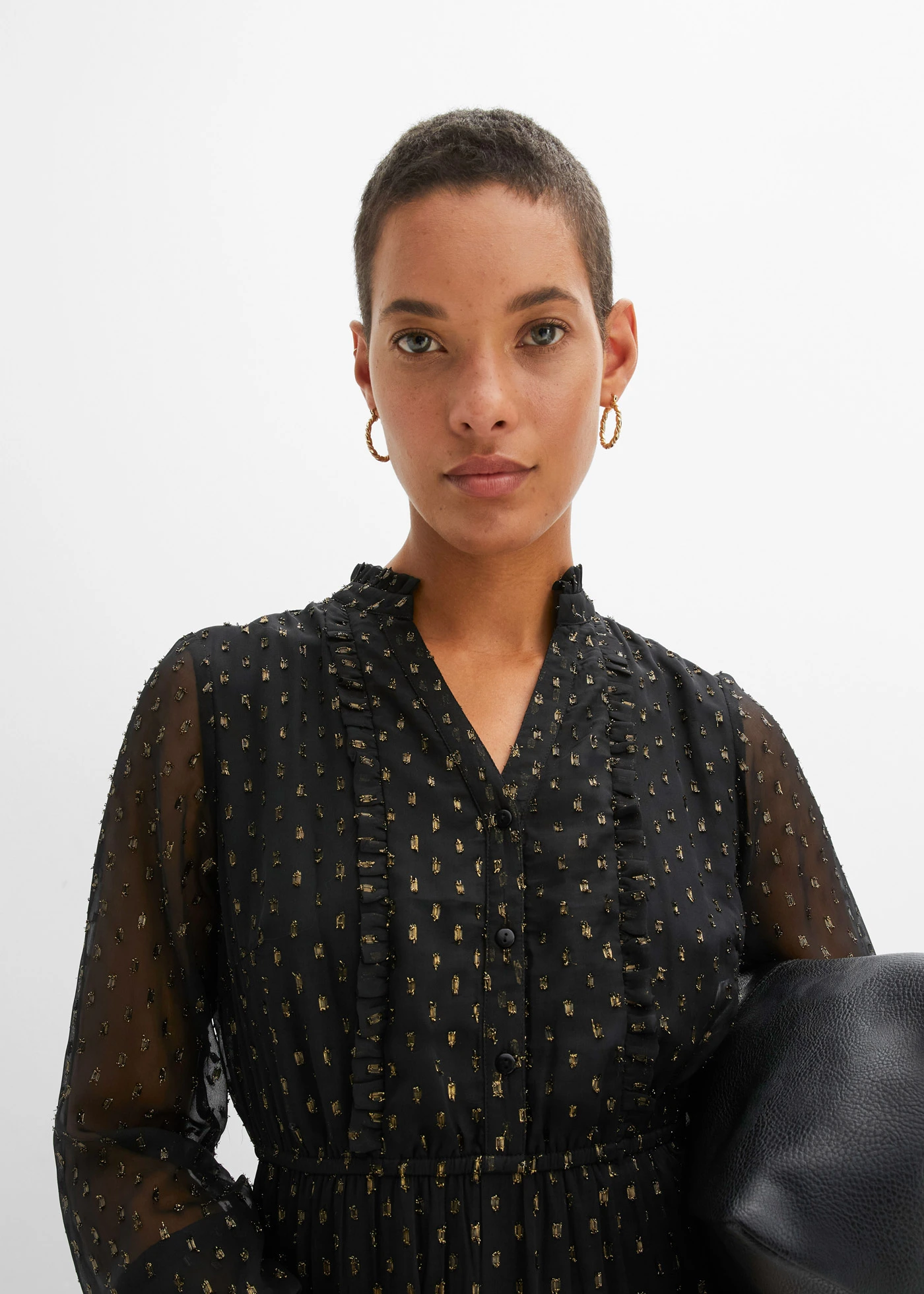 Dlouhé šaty s třpytkami • černá /zlatá • bonprix obchod