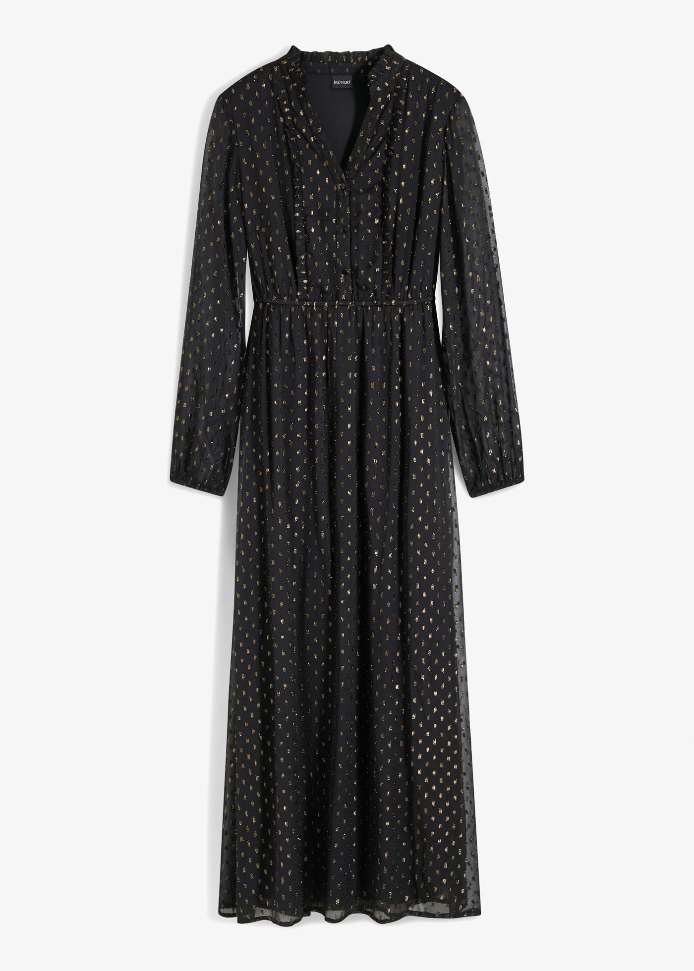 Dlouhé šaty s třpytkami • černá /zlatá • bonprix obchod