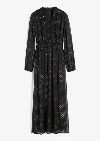Dlouhé šaty s třpytkami • černá /zlatá • bonprix obchod