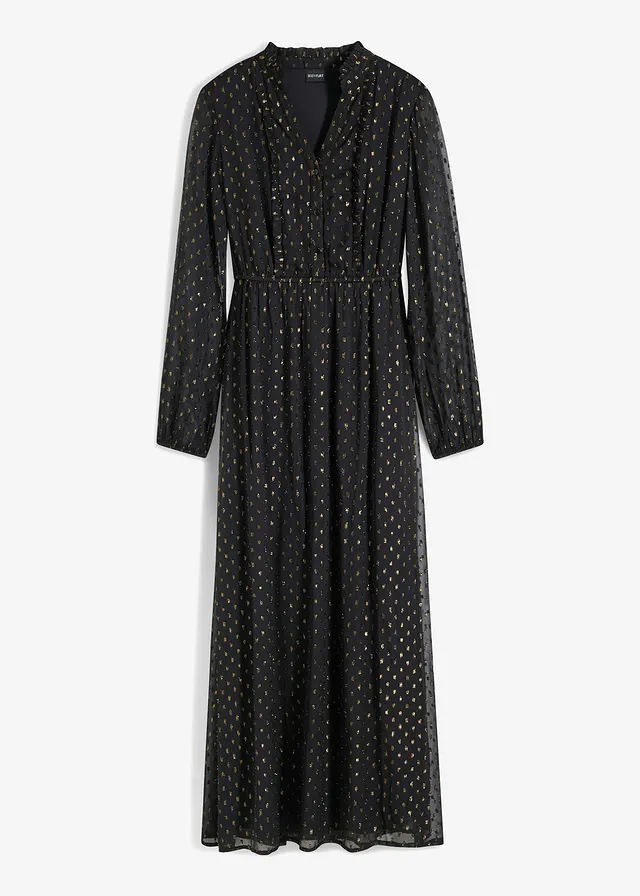 Robe longue à effet brillant, Couleur: noir-doré