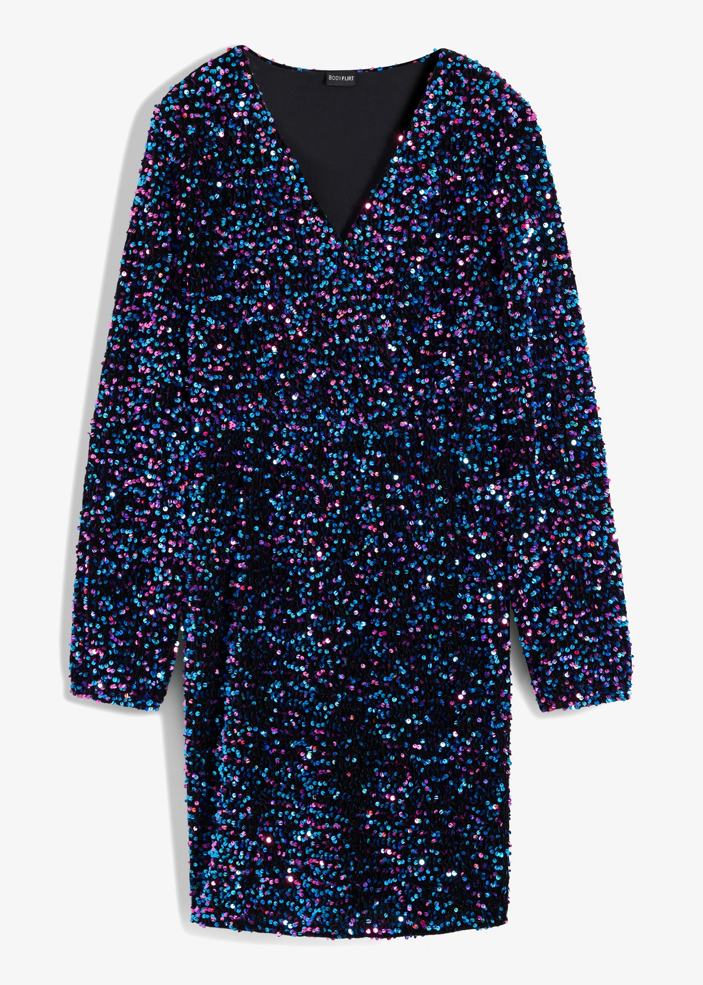 Šaty s pajetkami • černo-pink-tyrkysová • bonprix obchod