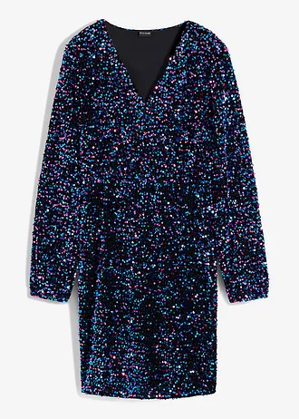 Šaty s pajetkami • černo-pink-tyrkysová • bonprix obchod