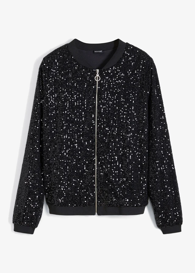 Blouson à sequins, Couleur: noir
