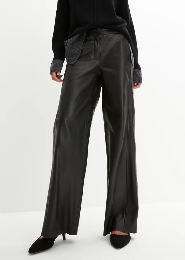 Pantalon large en cuir d’agneau nappa • noir • product-page.page-title-suffix