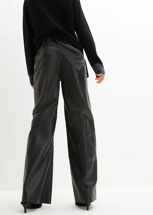 Pantalon large en cuir d’agneau nappa • noir • product-page.page-title-suffix