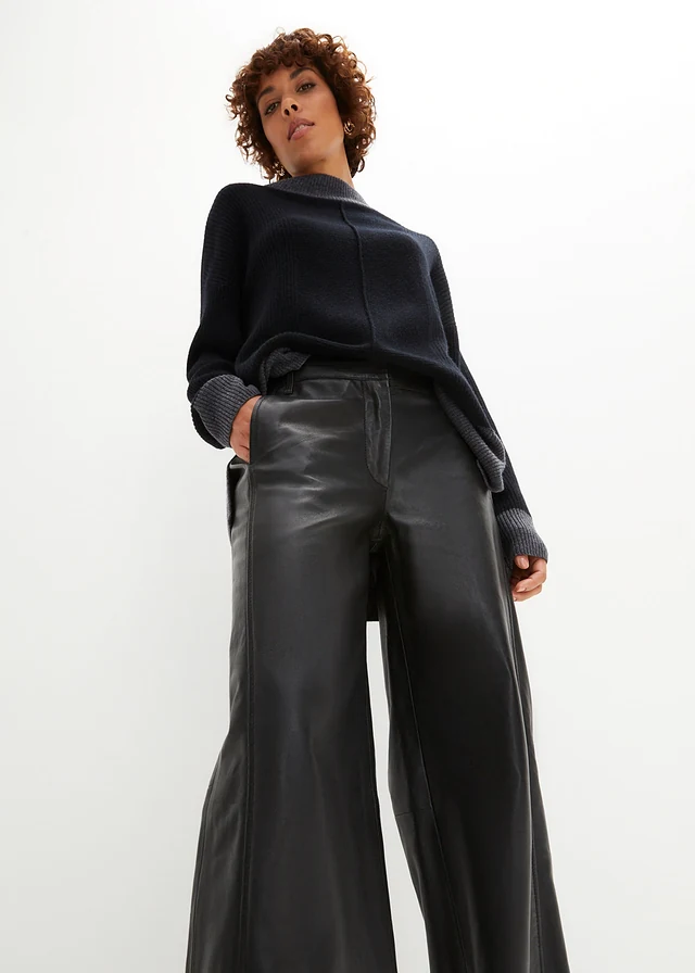Pantalon large en cuir d’agneau nappa • noir • product-page.page-title-suffix