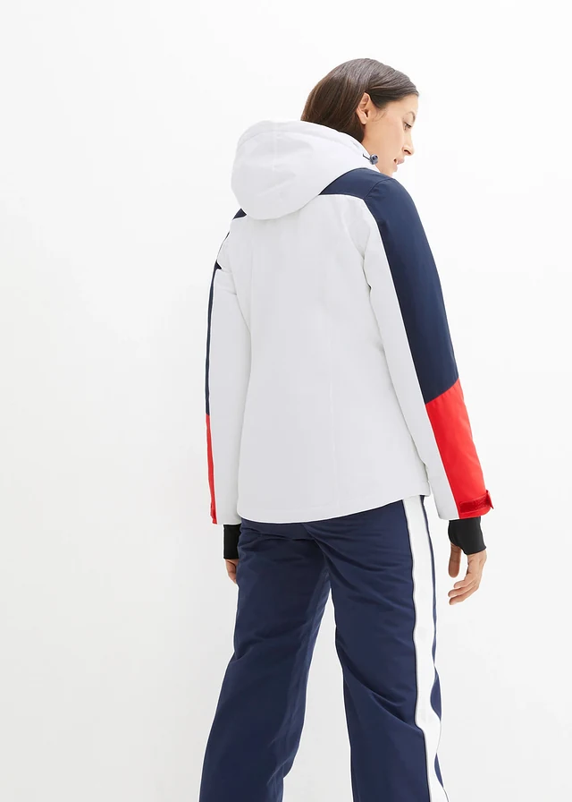 Veste de ski imperméable avec fentes d’aération, Couleur: blanc/bleu foncé