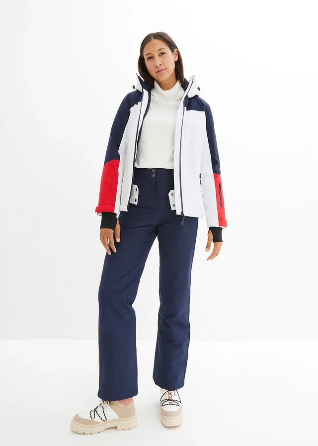 Veste de ski imperméable avec fentes d’aération, Couleur: blanc/bleu foncé