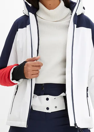 Lyžařská funkční bunda s větracími otvory, nepromokavá • bílá + tmavě modrá • bonprix obchod