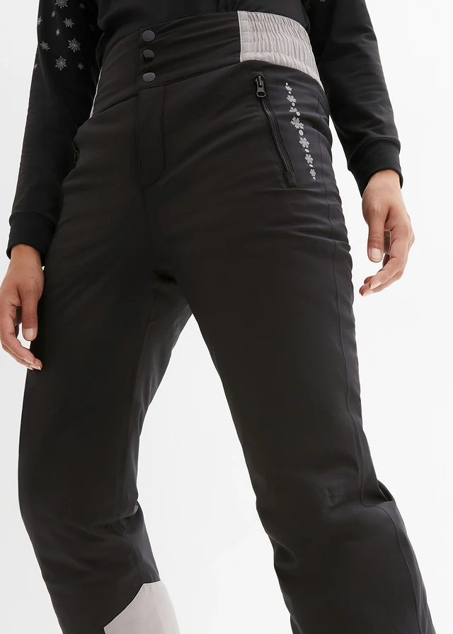 Outdoor thermo skibroek met high waist en comfortband, waterdicht, straight • zwart • product-page.page-title-suffix