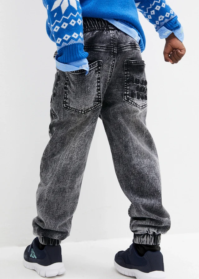 Termo džíny bez zapínání, Regular Fit, s žerzejovou podšívkou, barva: černý denim