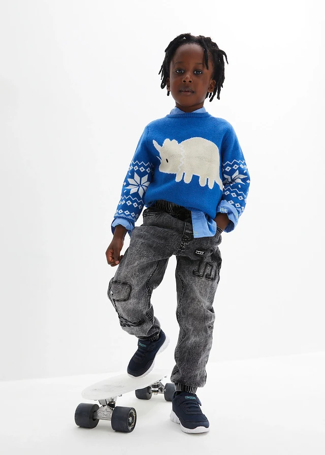 Jean jogger avec doublure thermique en jersey, regular • noir denim • product-page.page-title-suffix