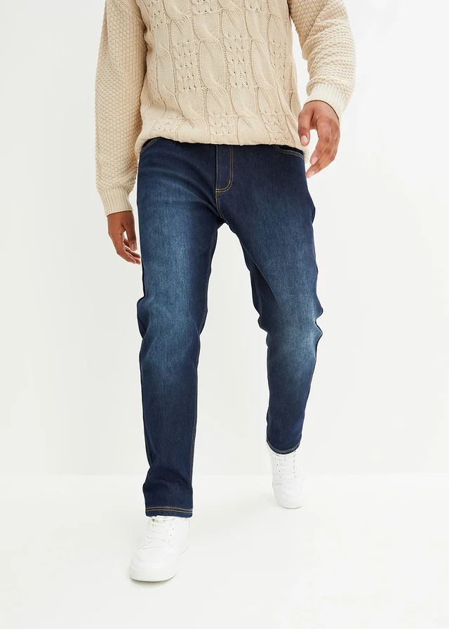 Strečové termo džíny s hřejivou vnitřní stranou, Regular Fit Straight, barva: tmavý denim
