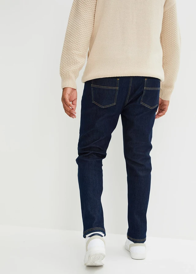 Strečové termo džíny s hřejivou vnitřní stranou, Regular Fit Straight, barva: tmavý denim