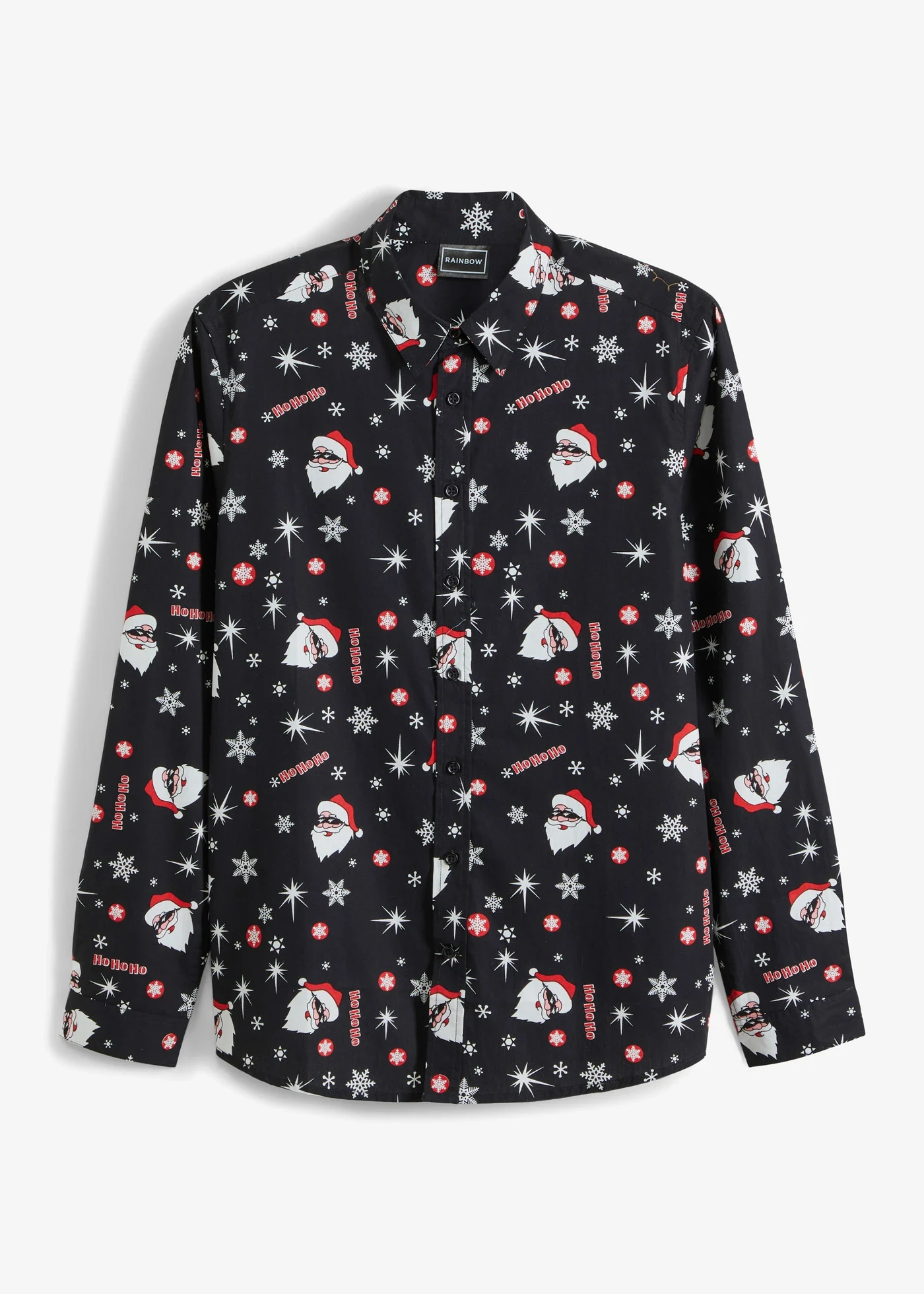 Košile Slim Fit s vánočním motivem, dlouhý rukáv • černá s potiskem • bonprix obchod