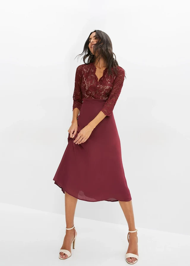 Robe en voile et dentelle • rouge érable • product-page.page-title-suffix