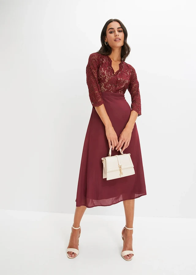 Robe en voile et dentelle • rouge érable • product-page.page-title-suffix