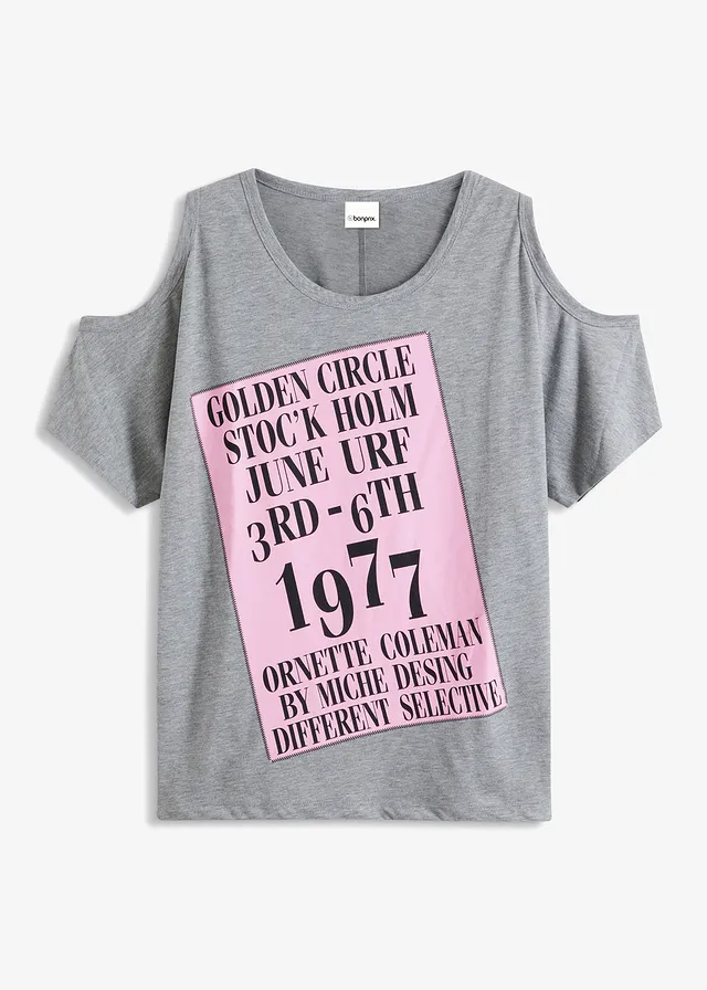 T-shirt avec découpes, Couleur: gris