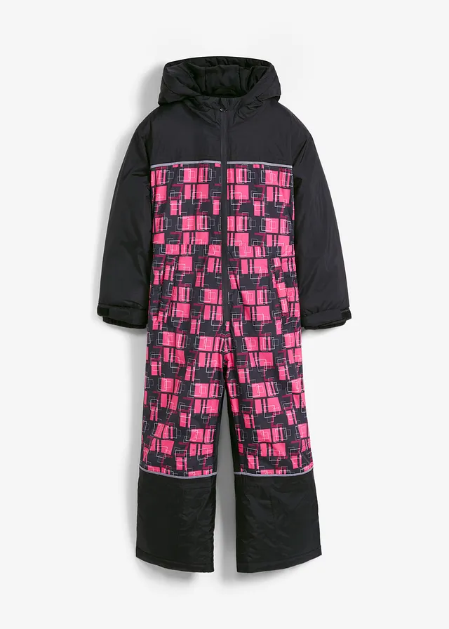 Meisjes sneeuwpak, waterdicht en warm gevoerd, Kleur: zwart/pinklady grafische print