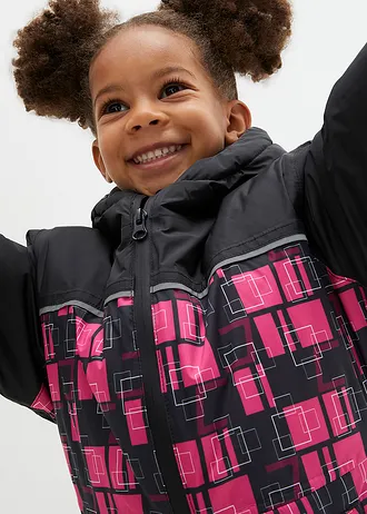Meisjes sneeuwpak, waterdicht en warm gevoerd, Kleur: zwart-pinklady grafische print
