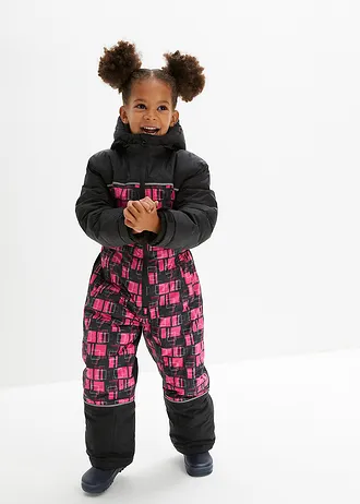 Combinaison de ski imperméable, chaudement doublée, Couleur: noir-rose graphique