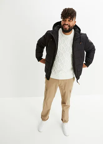 Veste matelassée style blouson, Couleur: noir