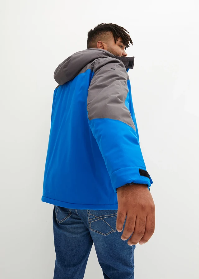 Waterdichte ski-jas, Kleur: azuurblauw-leisteengrijs met print