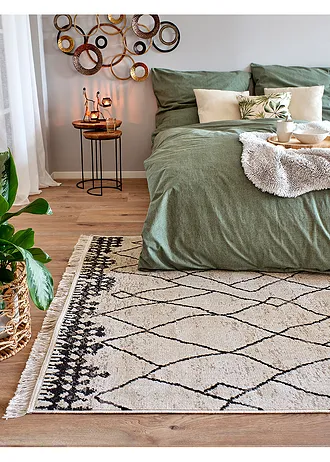 Parure de lit effet lin, Couleur: olive