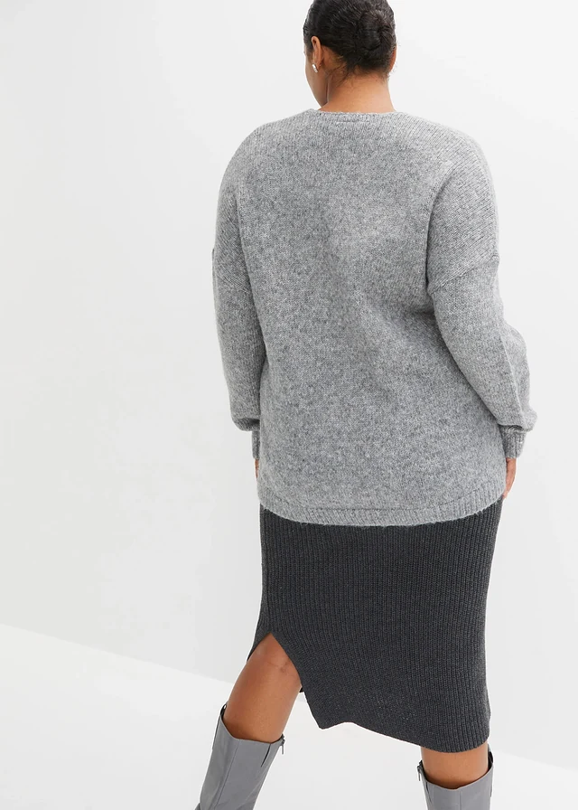 Pull motif étoile, Couleur: gris chiné