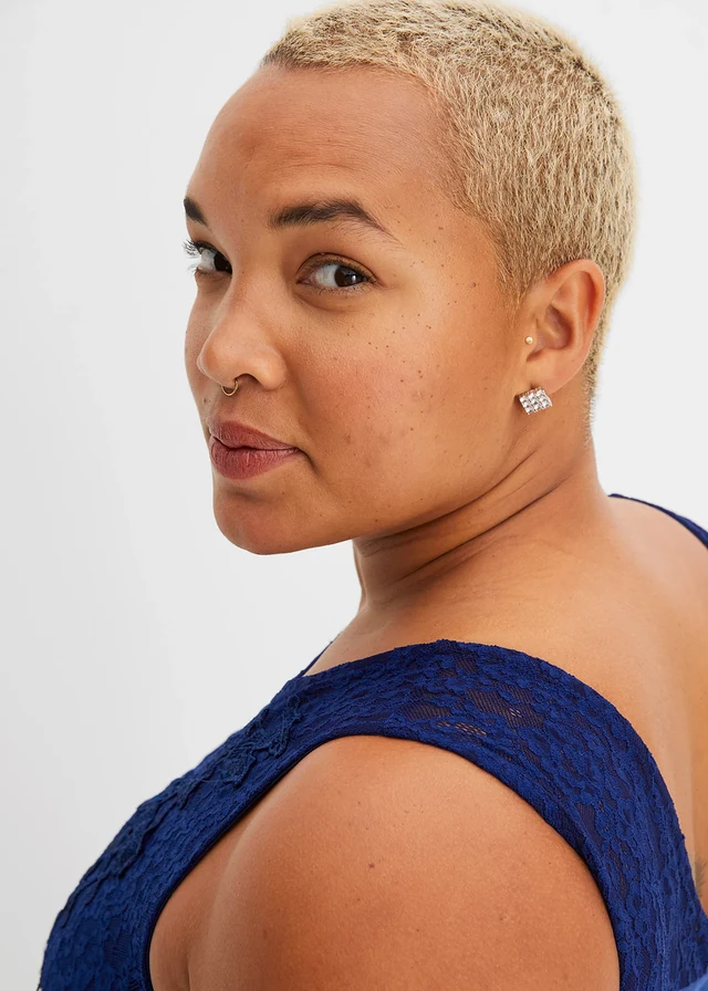 Robe longue à dentelle, Couleur: bleu foncé